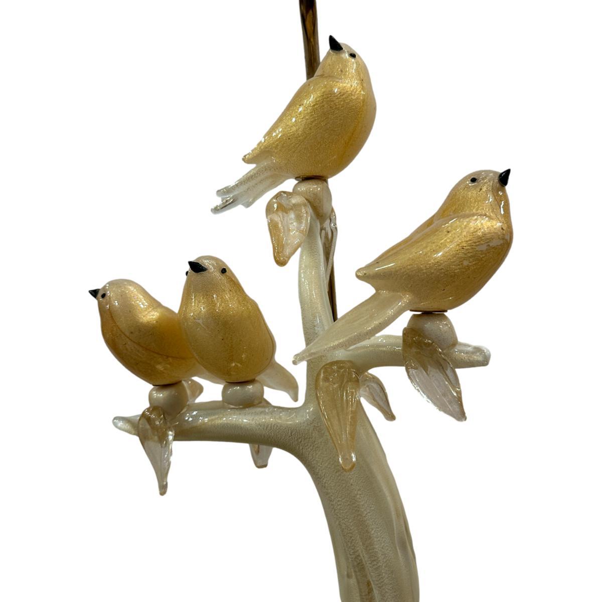 Mid-20th Century Pair of Vintage Glass Birds Lamps For Sale