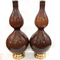 Paire de lampes en verre vintage