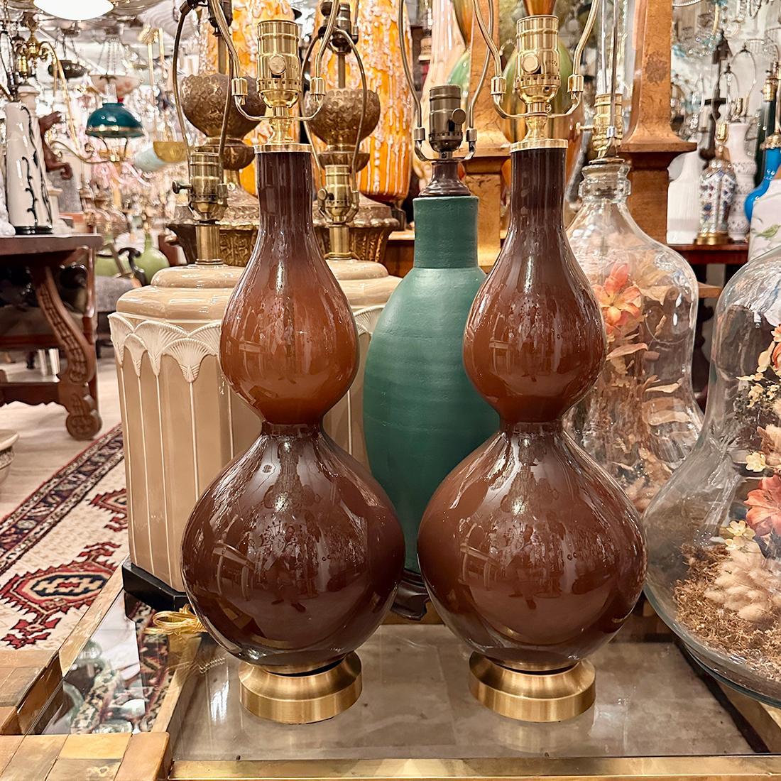 Pareja de lámparas vintage de cristal mediados del siglo XX en venta