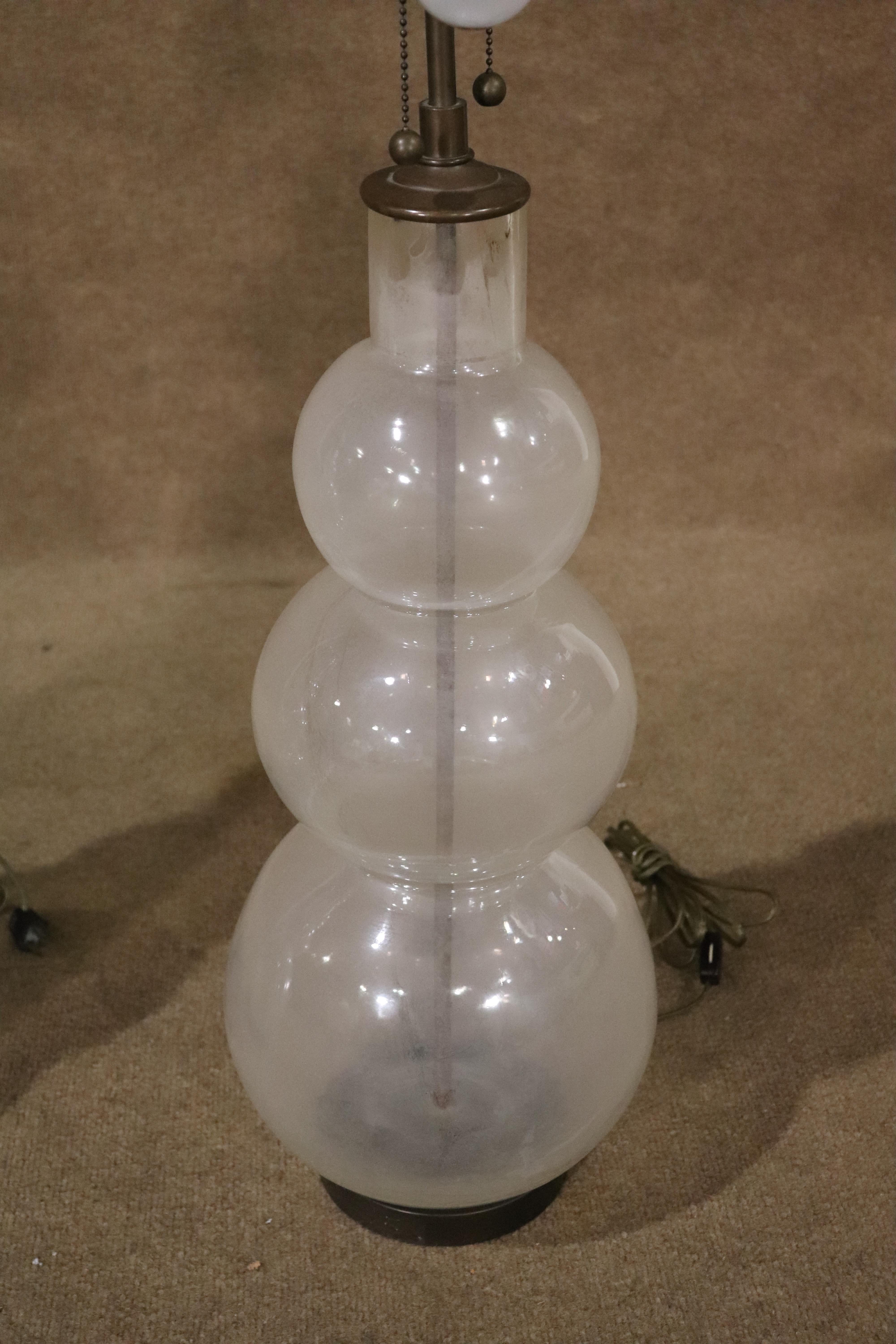 20th Century Pair of Vintage Glass Lamps For Sale