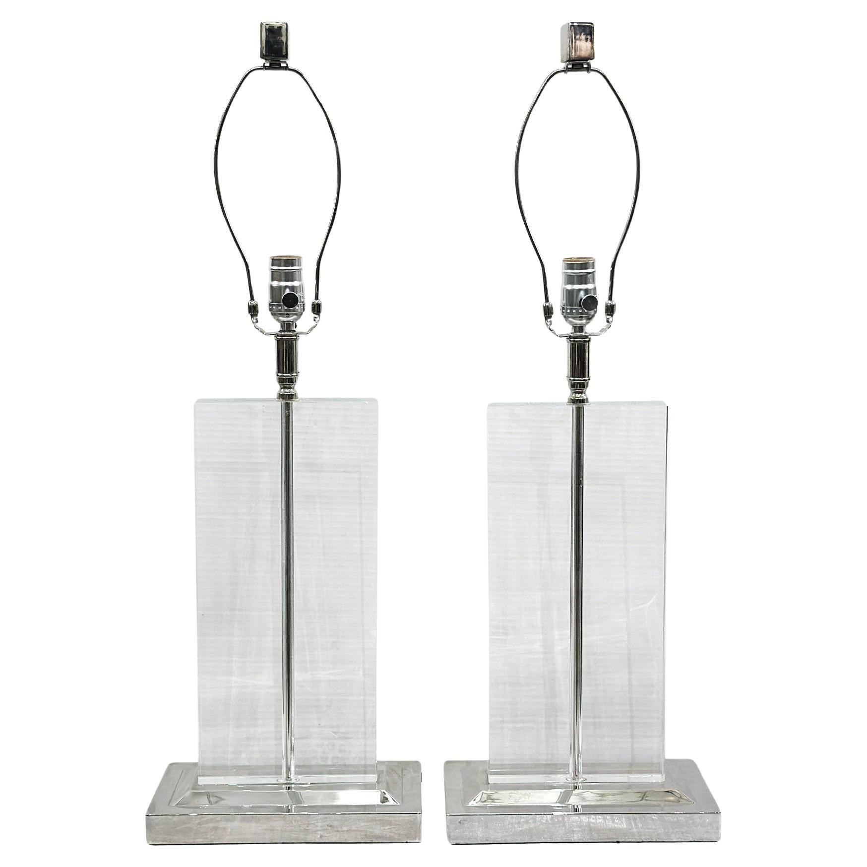 Pair of Vintage Glass Lamps For Sale