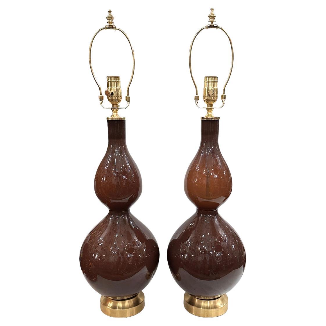 Pair of Vintage Glass Lamps