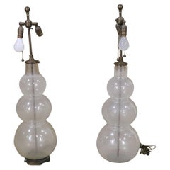 Pair of Retro Glass Lamps