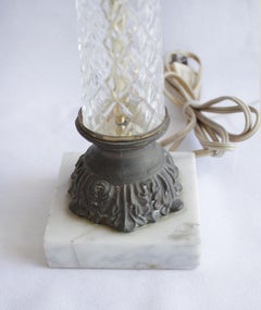 Pair of Vintage Glass Lamps with Marble Base