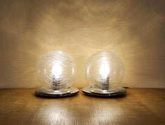 Mazzega Murano - Pair Of Vintage Glass Sphere Lamps, 1970s