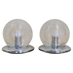 Pair Of Vintage Glass Murano Sphere Lamps, 1970s