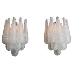 Pair of Vintage Glass Petals Drop Wall Sconce by Mazzega