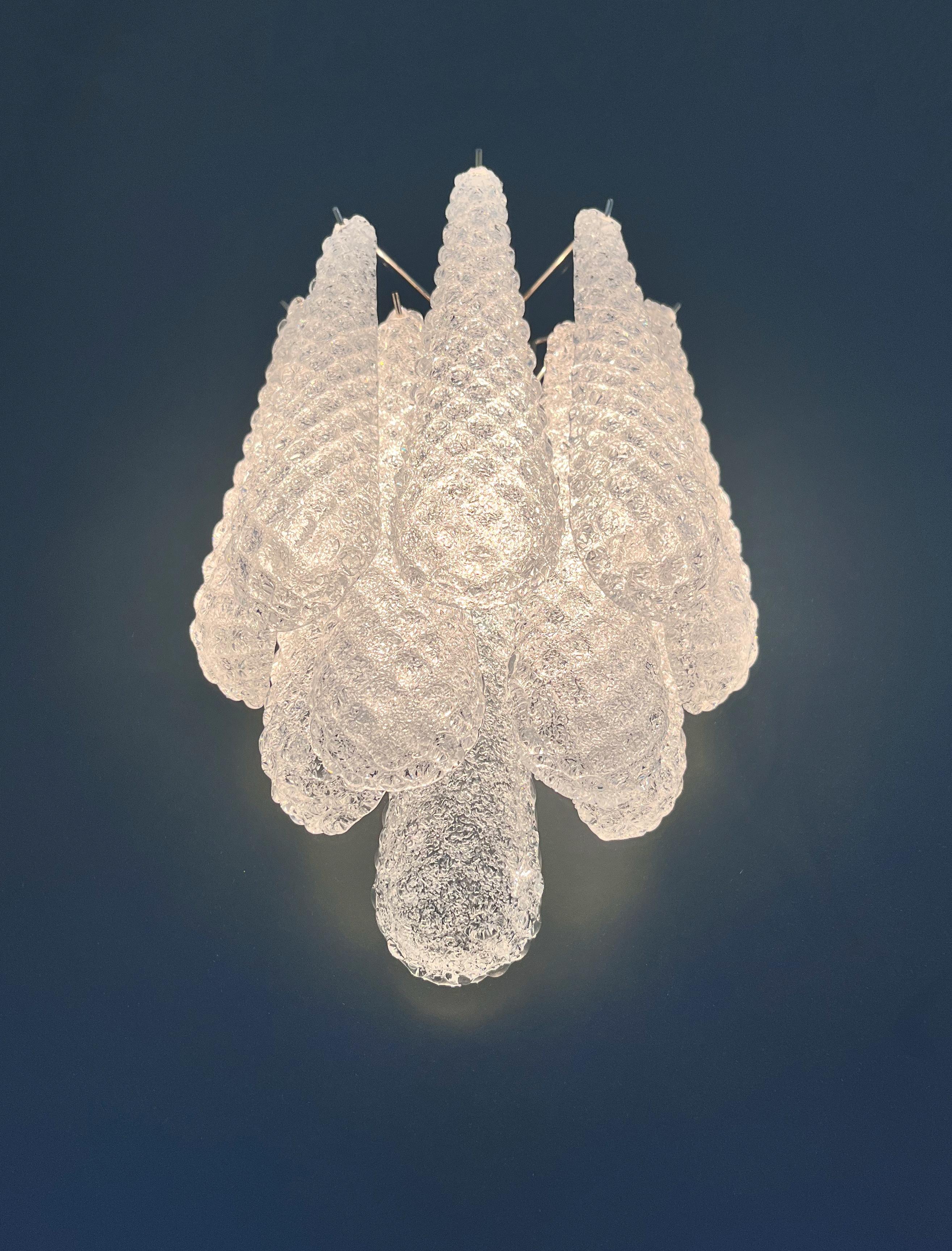 Pair of vintage glass petals drop wall sconces For Sale 6
