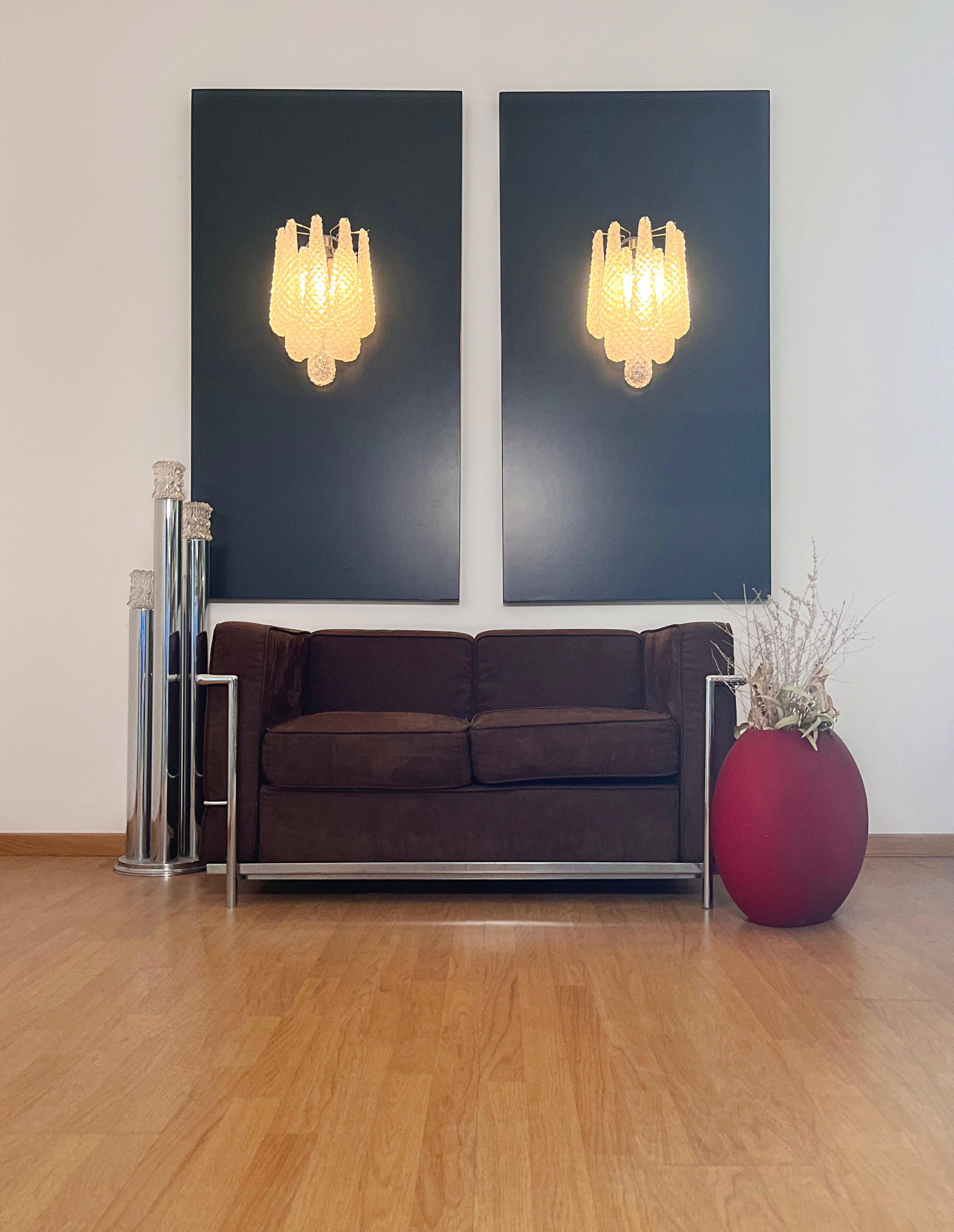 Pair of vintage glass petals drop wall sconces For Sale 1