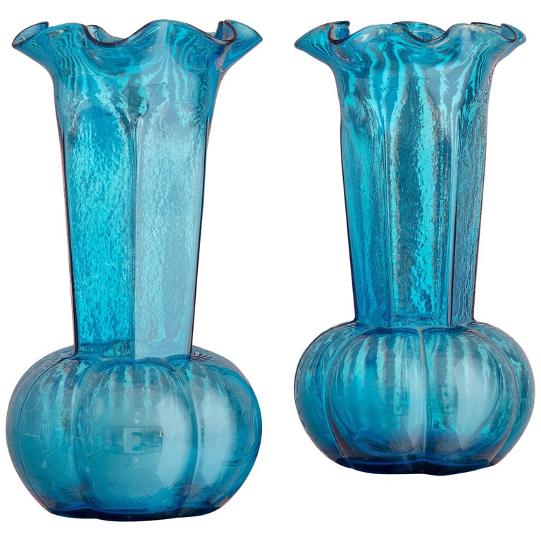 Pair of Vintage Glass Vases at 1stDibs