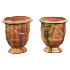 Pair of Vintage Glazed Anduze Jars