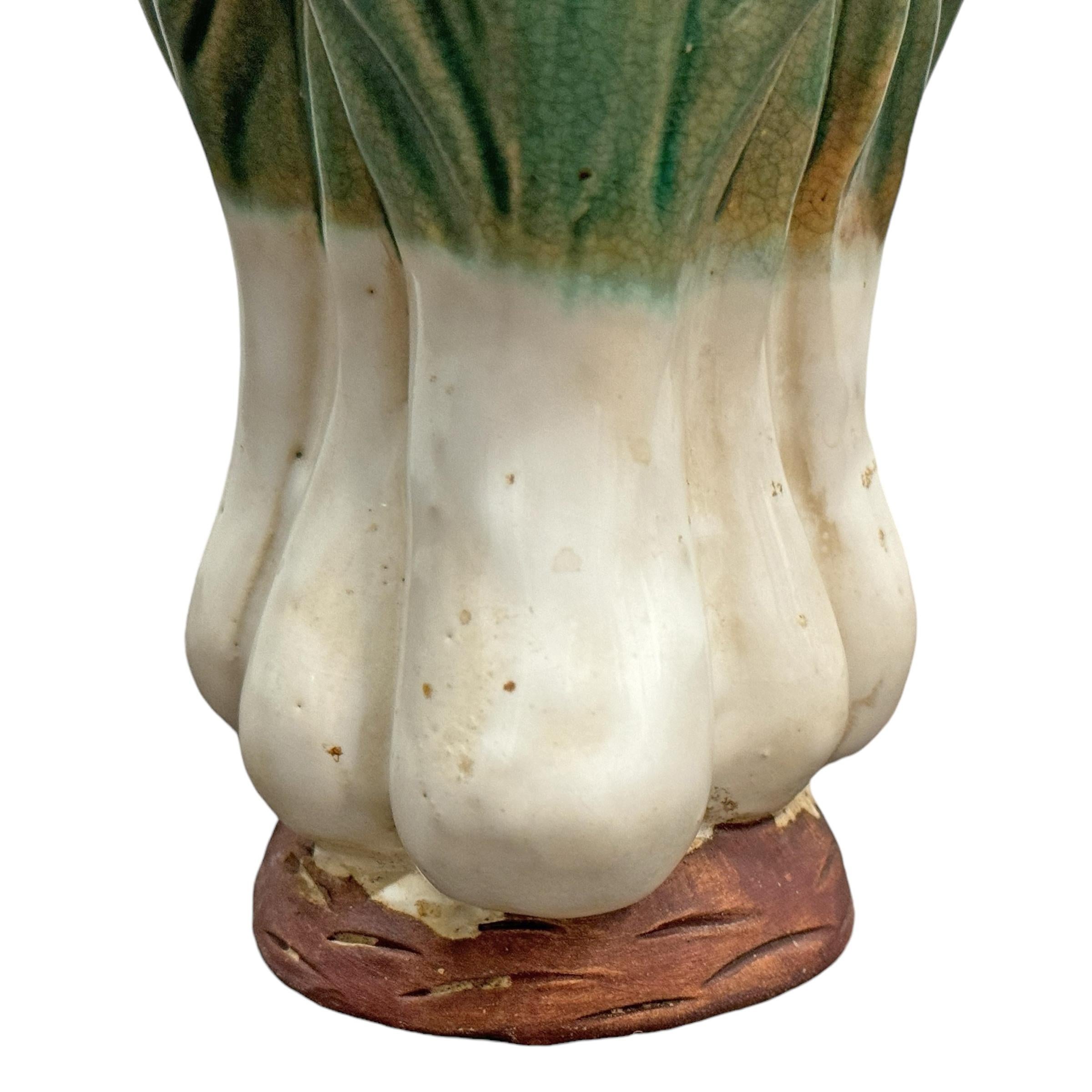 Pair of Vintage Glazed Ceramic Bok Choy Vases 2