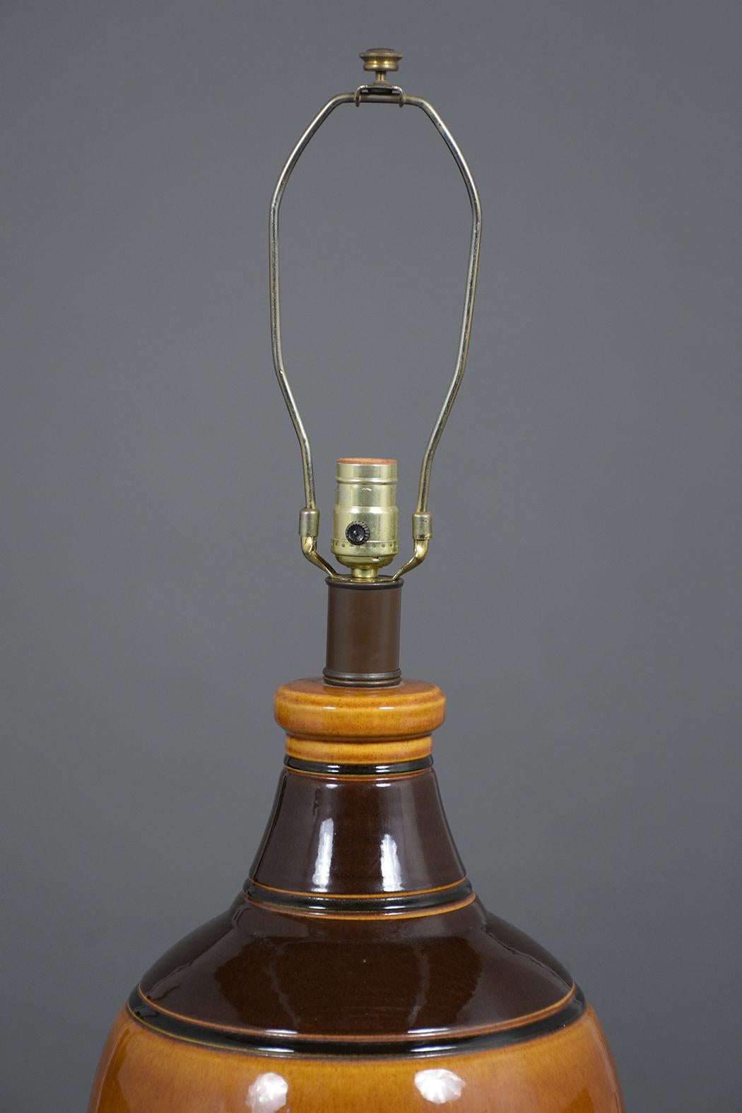 Metal Pair of Mid-Century Ceramic Table Lamps