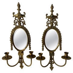 Pair of Vintage Glo-Mar Artworks Inc Brass Sconce Candle Holders