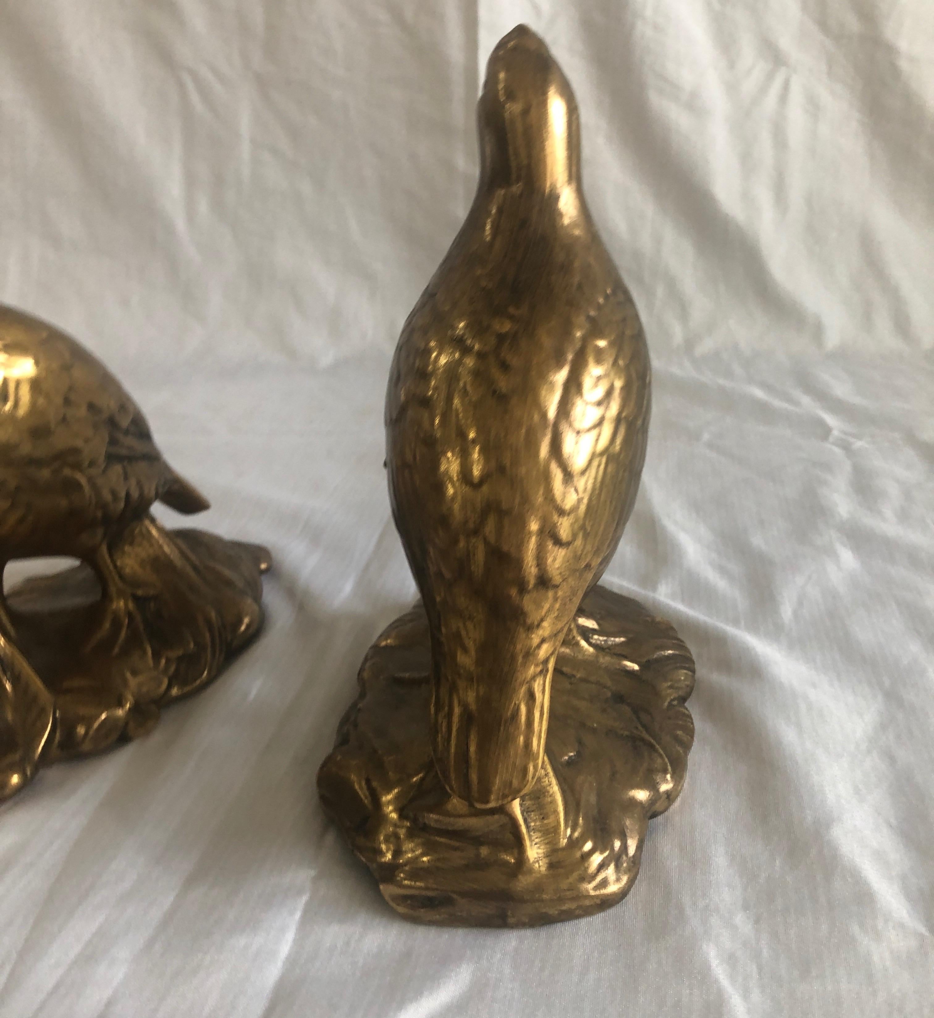 Hand-Crafted Pair of Vintage Gold Ceramic Decorative Birds