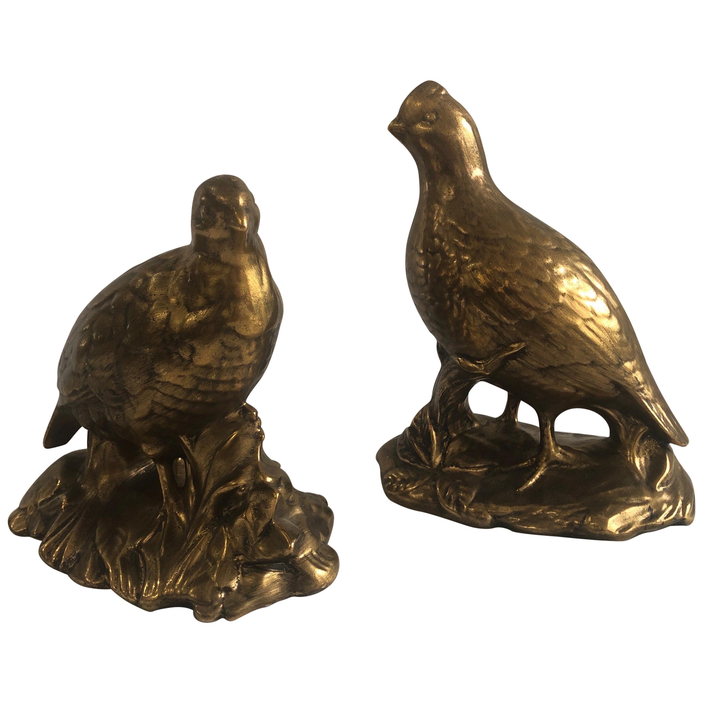 Pair of Vintage Gold Ceramic Decorative Birds