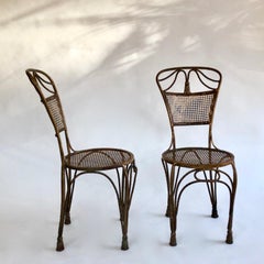 Pair of Vintage Gold Gilt Metal Rope and Tassel Hollywood Regency Chairs, 1950s