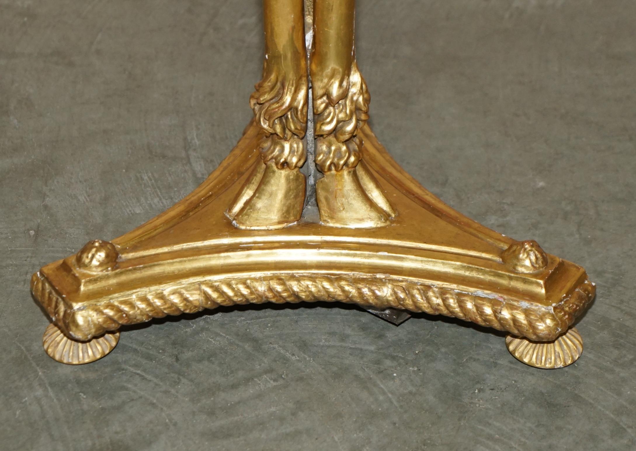 Early 20th Century PAIR OF VINTAGE GOLD GILT RAMS HEAD & HOOF TALL TORCHIERE JARDINIERE STANDs For Sale