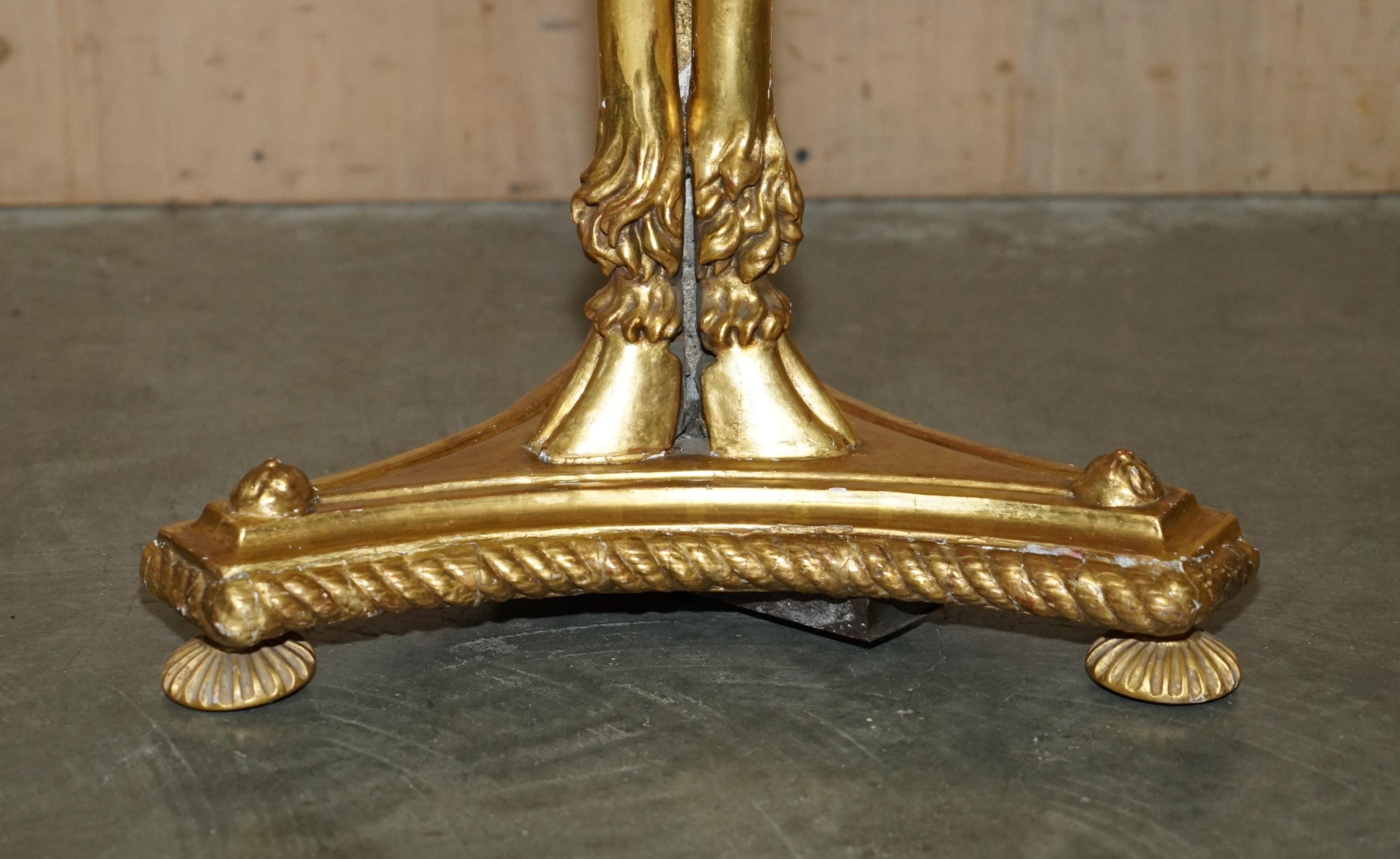Giltwood PAIR OF VINTAGE GOLD GILT RAMS HEAD & HOOF TALL TORCHIERE JARDINIERE STANDs For Sale