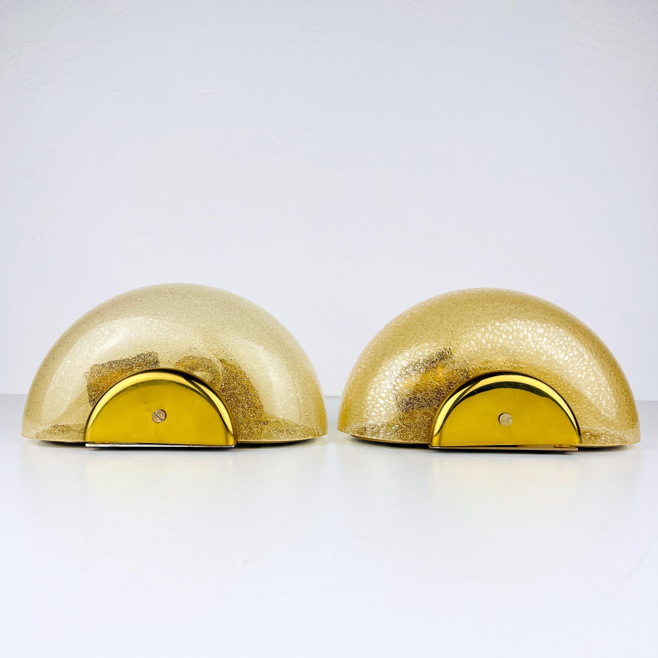 Pair of Vintage Gold Murano Sconces, F.Fabbian Italy, 1970s MCM Wall Lamps  5