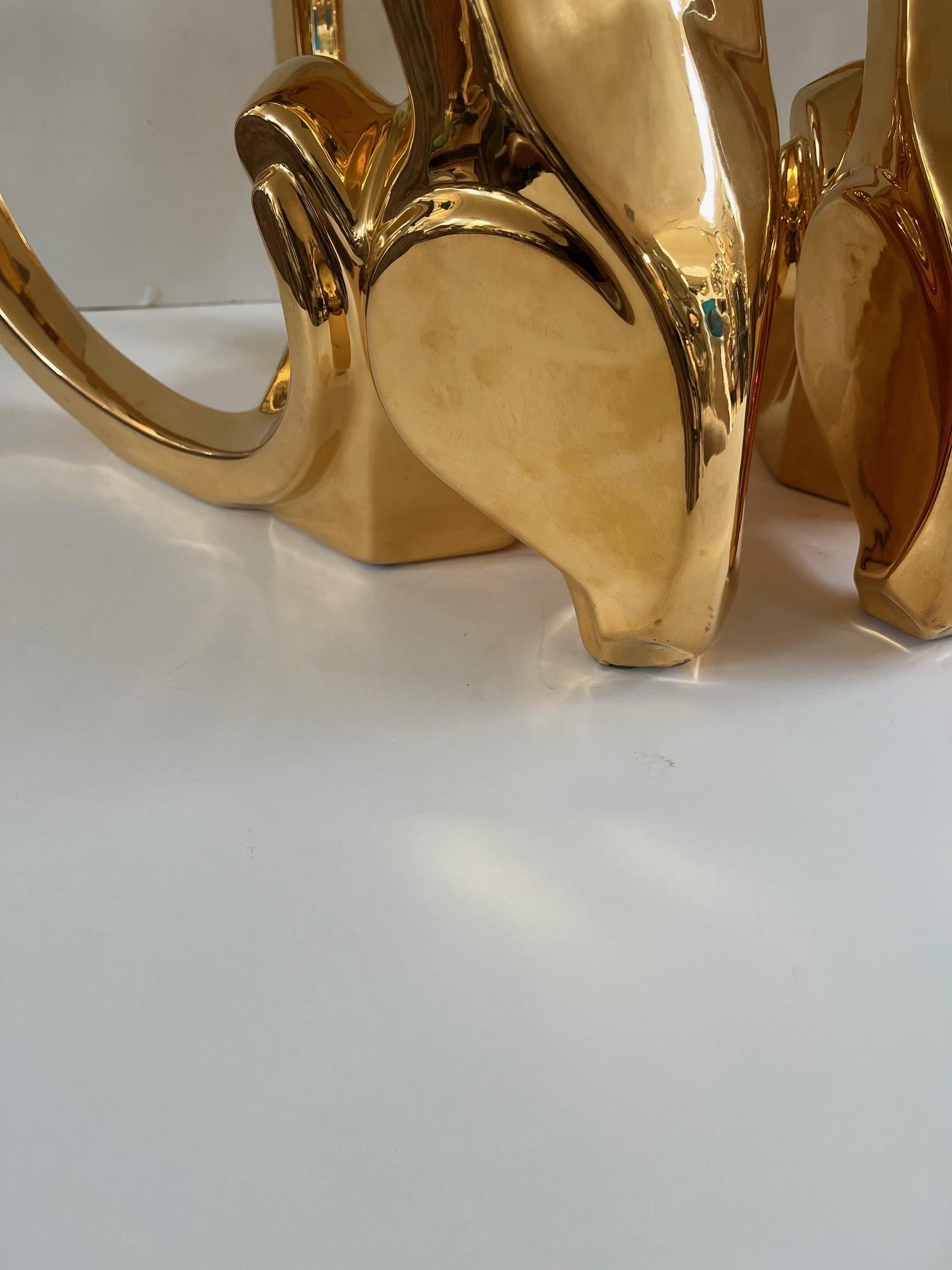 Pair of Vintage Gold-Plated Bookends Rams Heads by Jaru  In Good Condition For Sale In Los Angeles, CA
