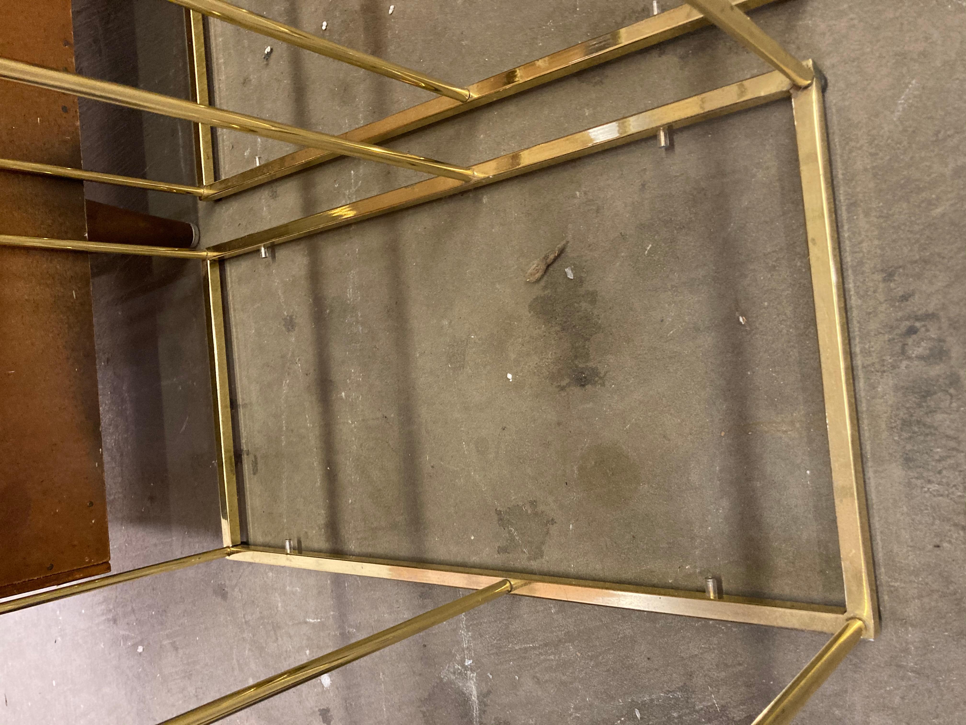 Pair of Vintage Golden Chrome Tiered Side Tables 4