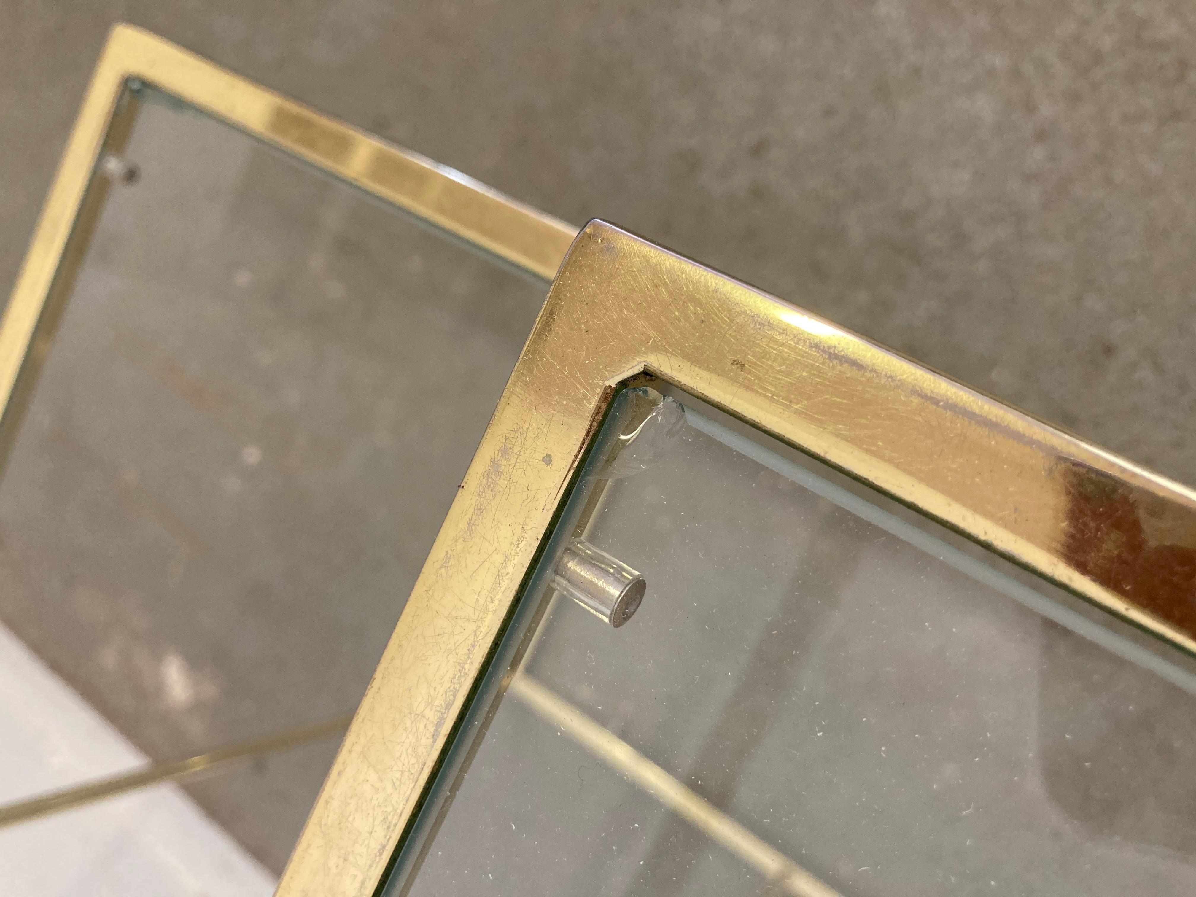 Late 20th Century Pair of Vintage Golden Chrome Tiered Side Tables