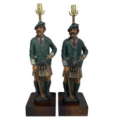 Pair of Vintage Golfers Table Lamps in Full Regalia Golf Dunning, circa 1970s