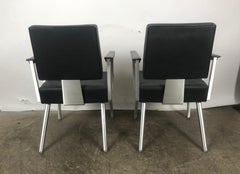 Pair of Vintage Good Form Brushed Aluminum Armchairs, Lounge Chairs