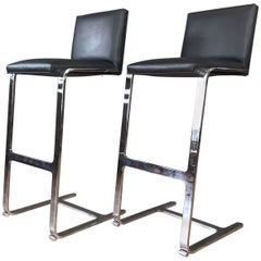 Pair of Used Gordon International 503 MV Chrome and Leather Barstools