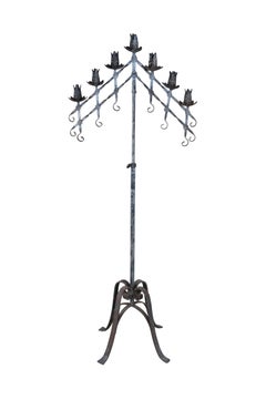 Pareja de Candelabros de Hierro Forjado Ajustable Independientes de Estilo Gótico Vintage