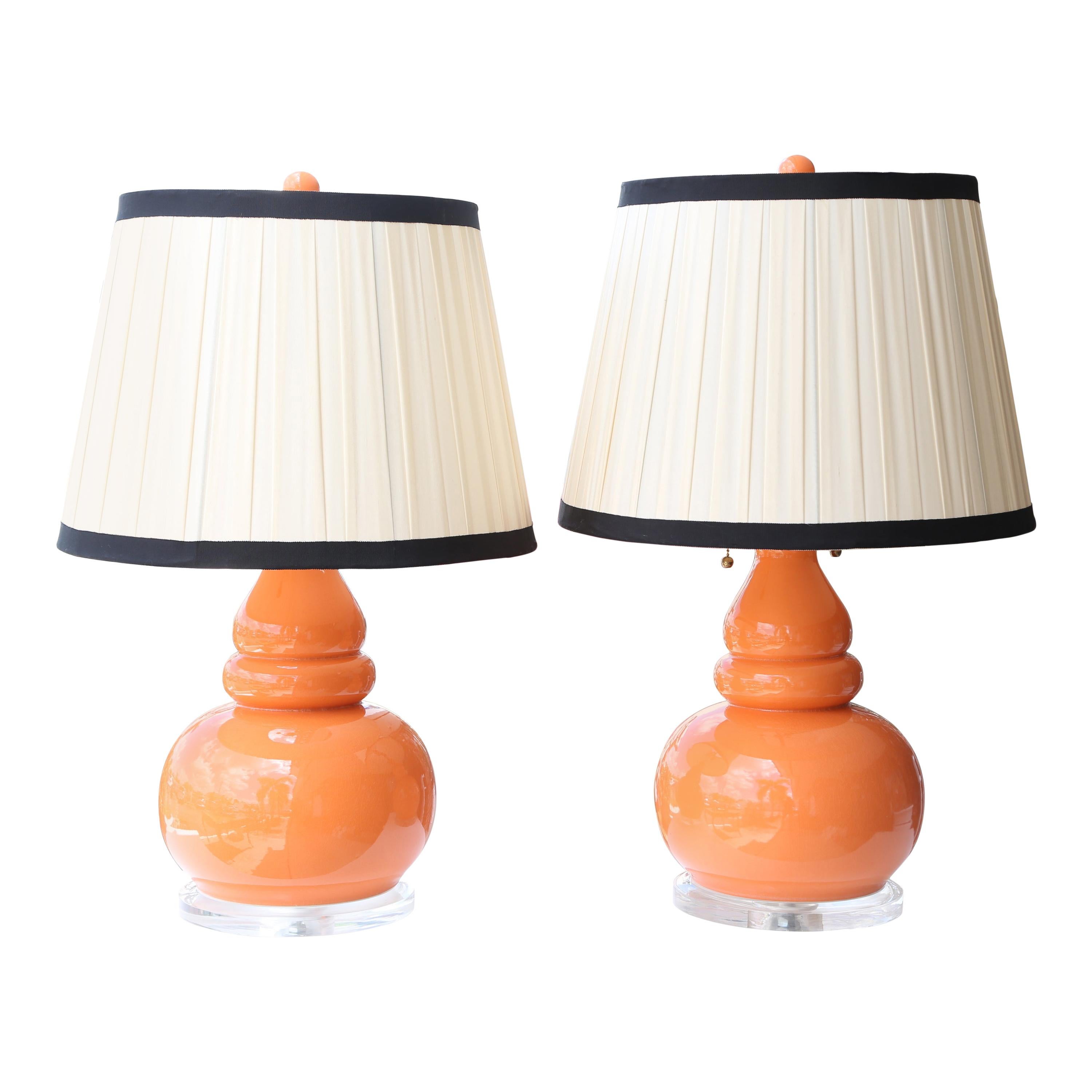 Pair of Vintage Gourd Lamps For Sale at 1stDibs