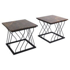 Pair of Vintage Granite Side Tables
