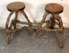 Pair of Vintage Grapevine Root Stools