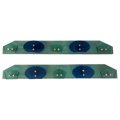 Pair of Vintage Green and Blue Murano Glass Coat Hangers, 1970s