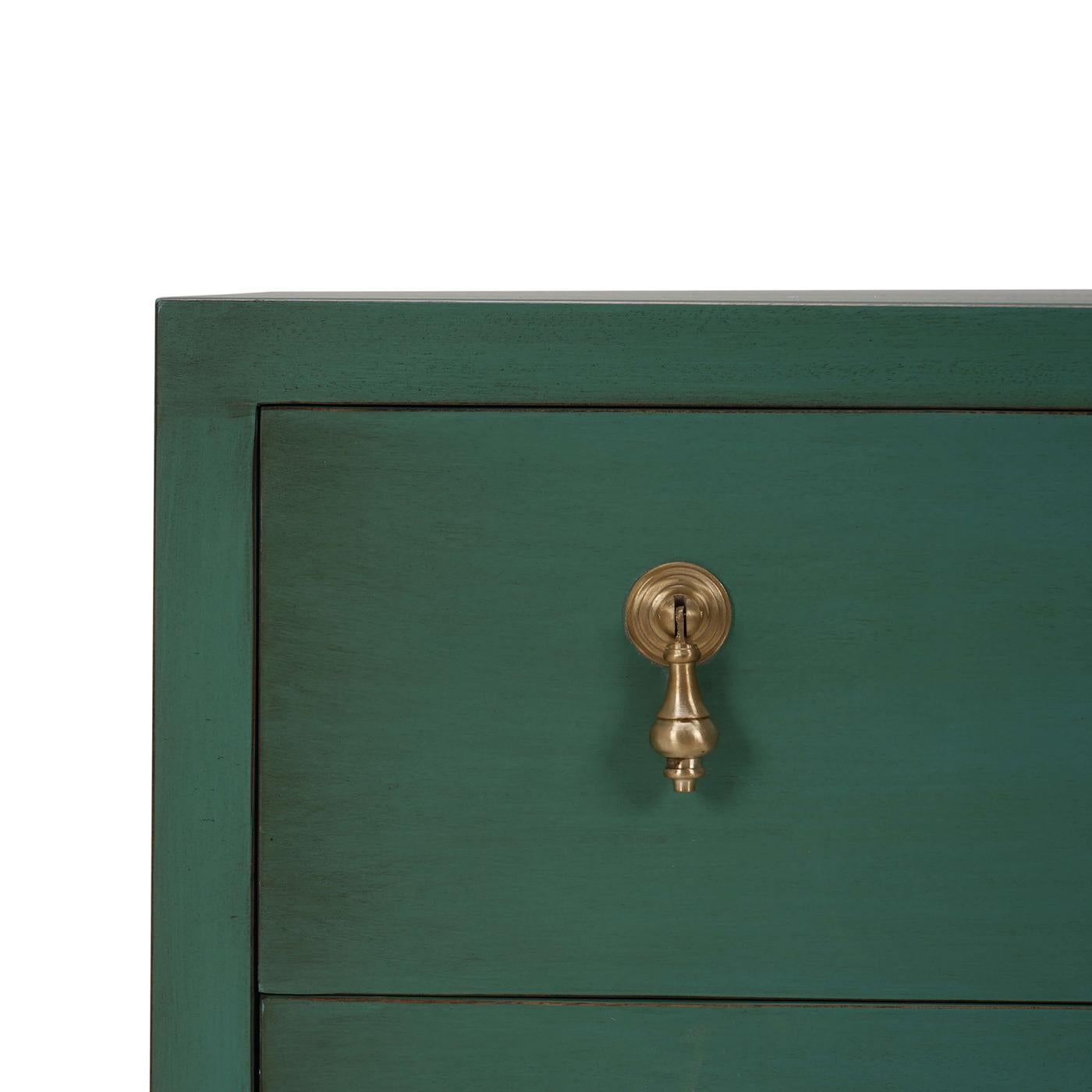 Bois Paire de commodes de chevet vintage vertes en vente