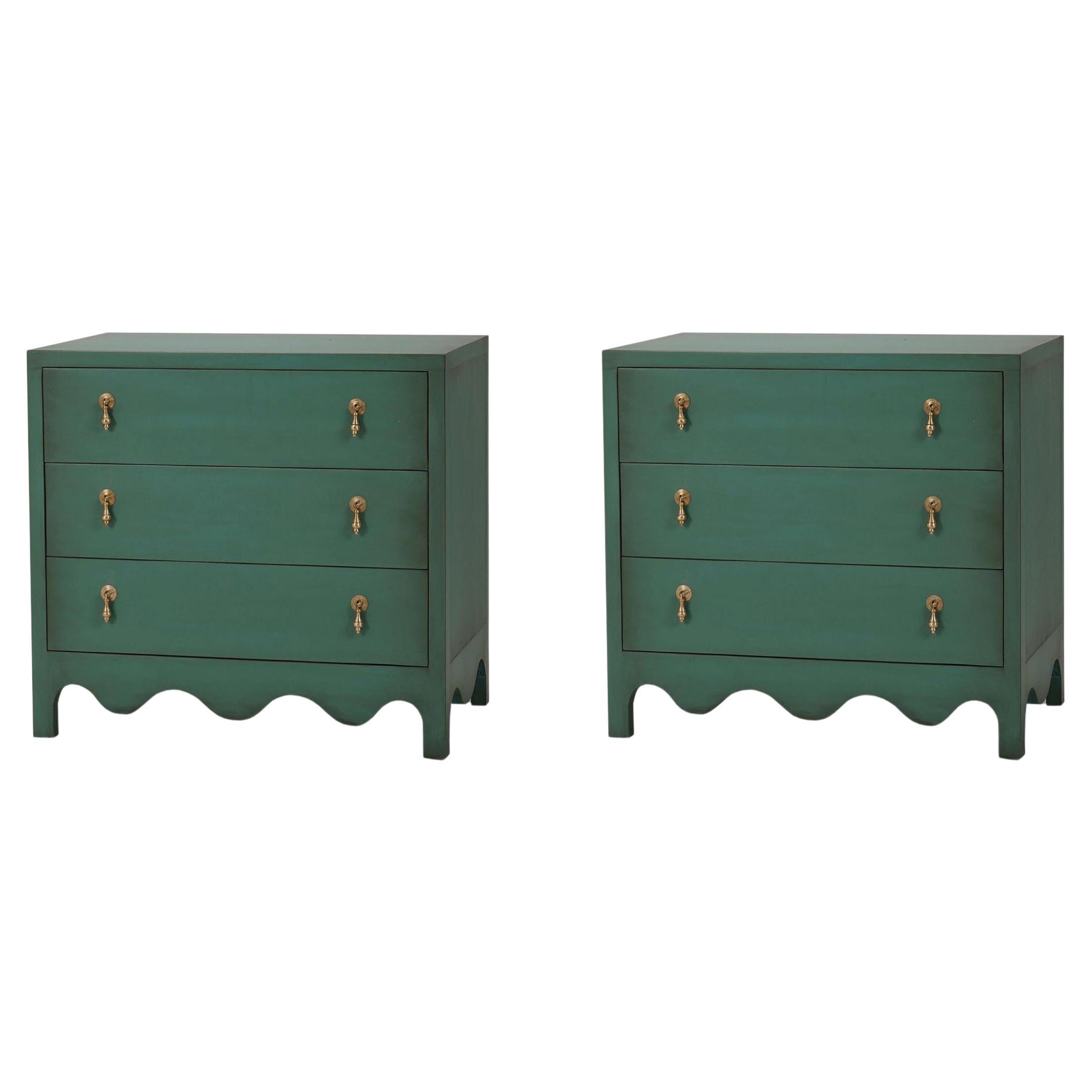 Pair of Vintage Green Bedside Chests