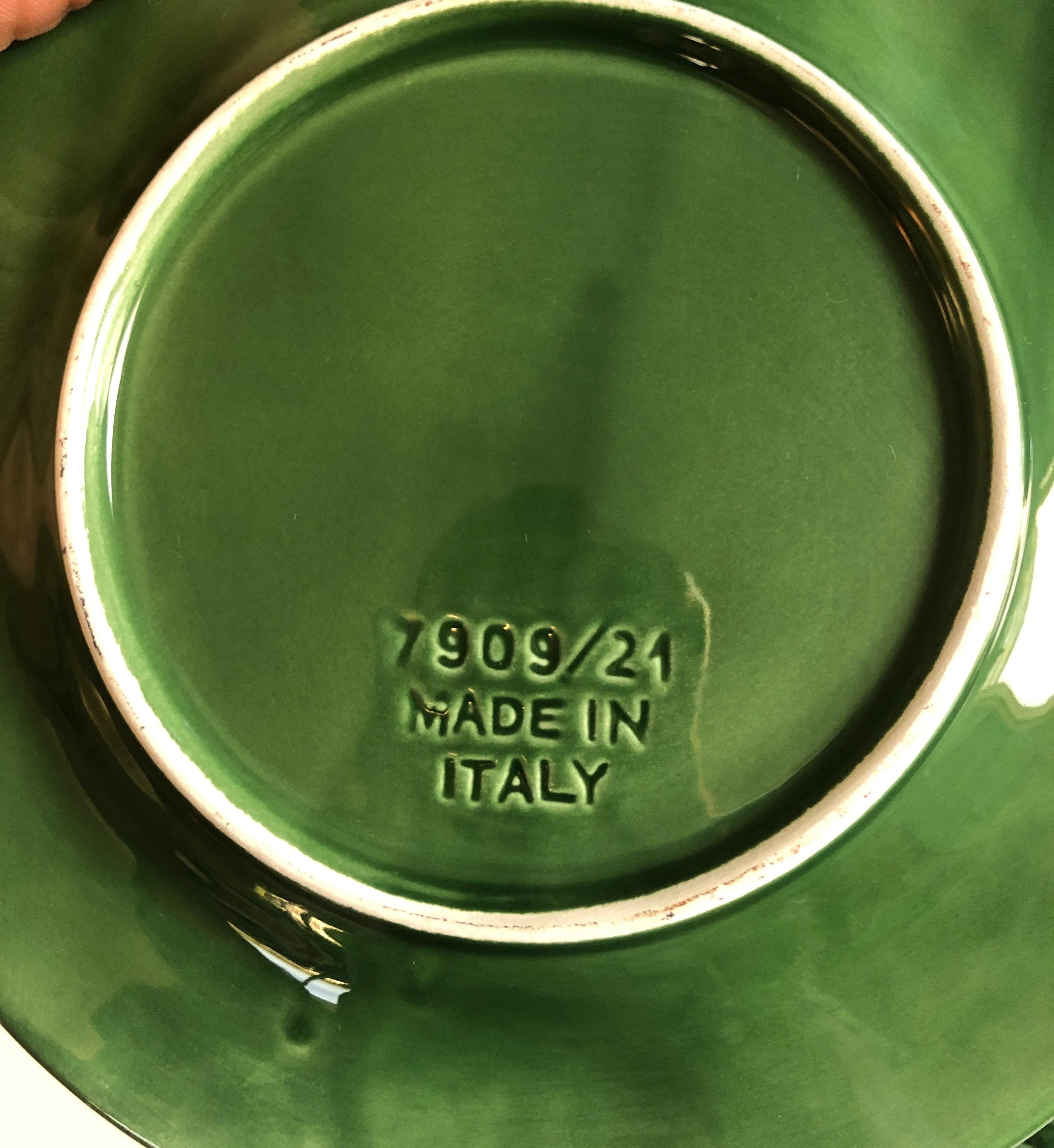 Paar grüner Vintage-Keramik-Hochzeitsteller (Handgefertigt)