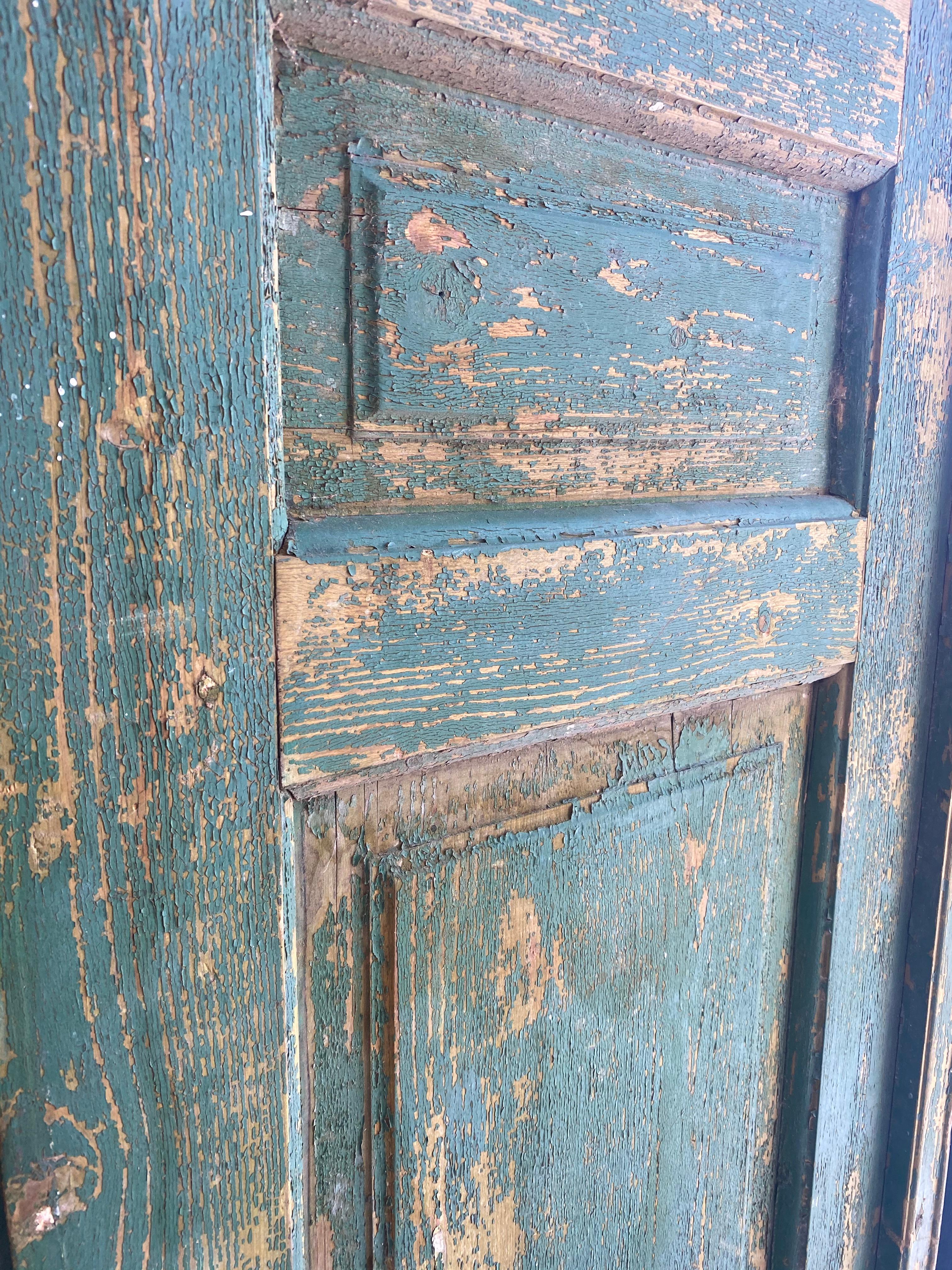 French Pair of Vintage Green Doors 