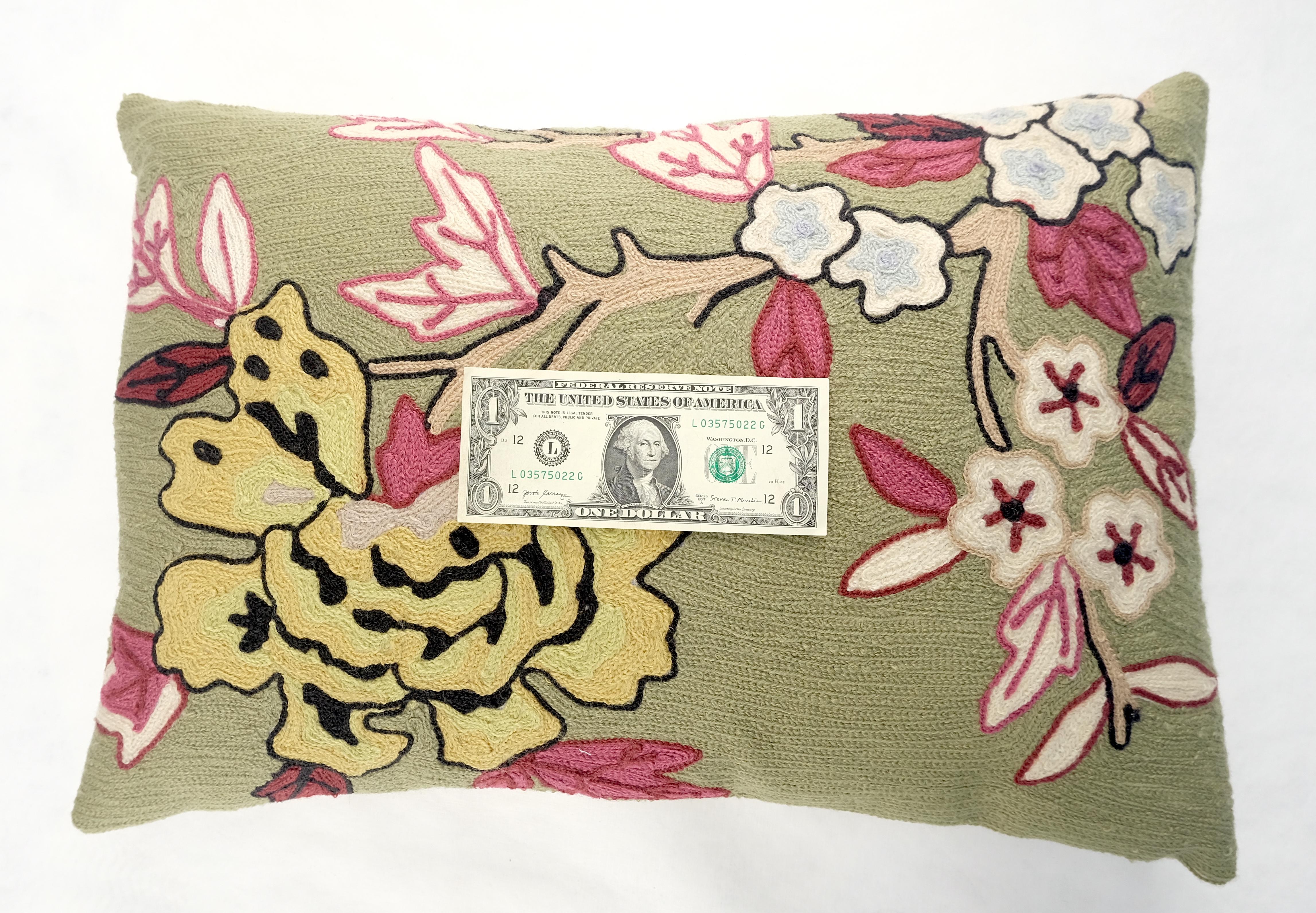 Mid-Century Modern Paire de coussins Crewel Vintage Greene & Greene Bolsters MINT en vente