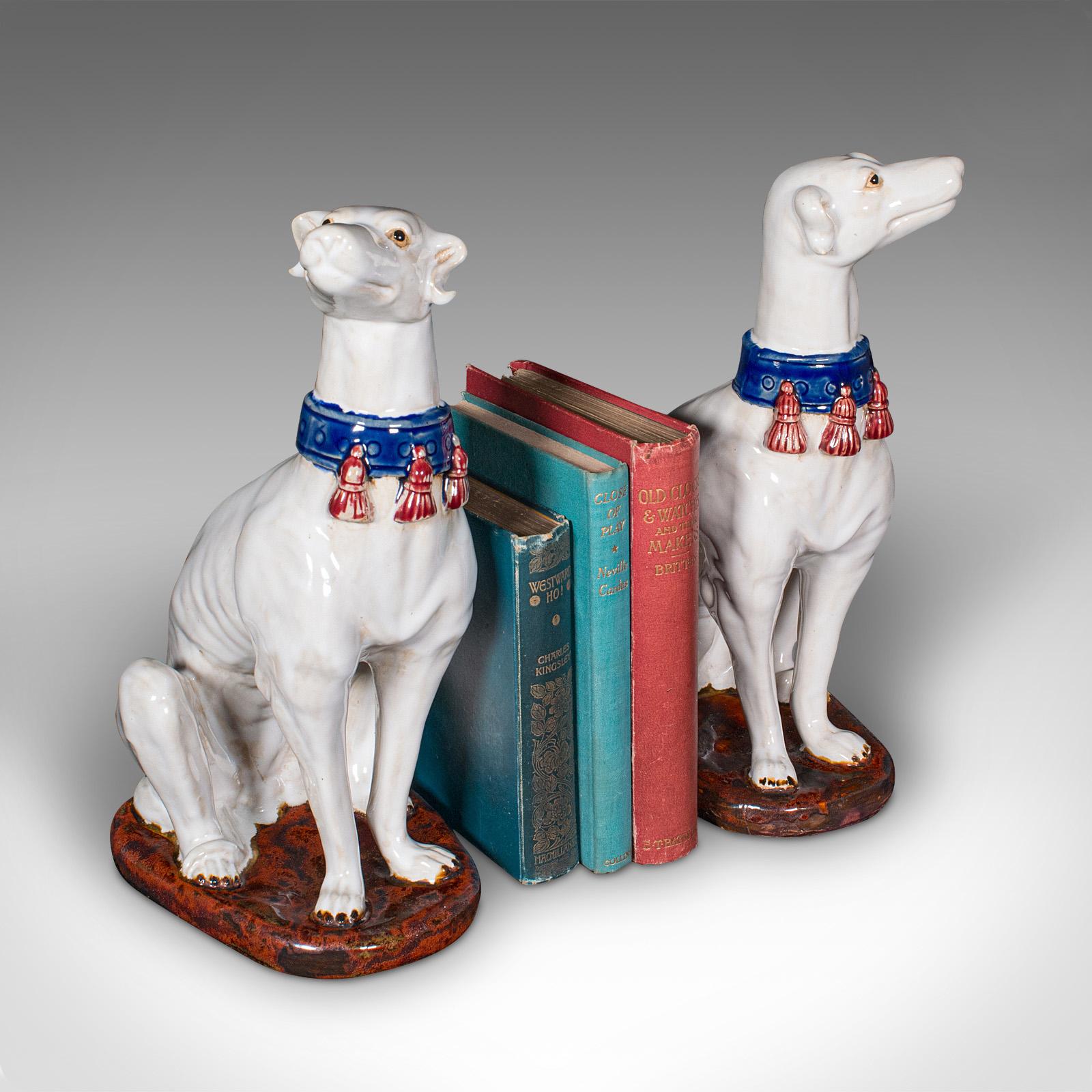 Par De Figuras De Galgo Vintage, Italianas, Estatua De Perro, Sujetalibros, Mediados De Siglo en venta 4