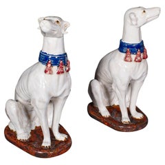 Pair Of Vintage Greyhound Figures, Italian, Dog Statue, Bookends, Mid Century