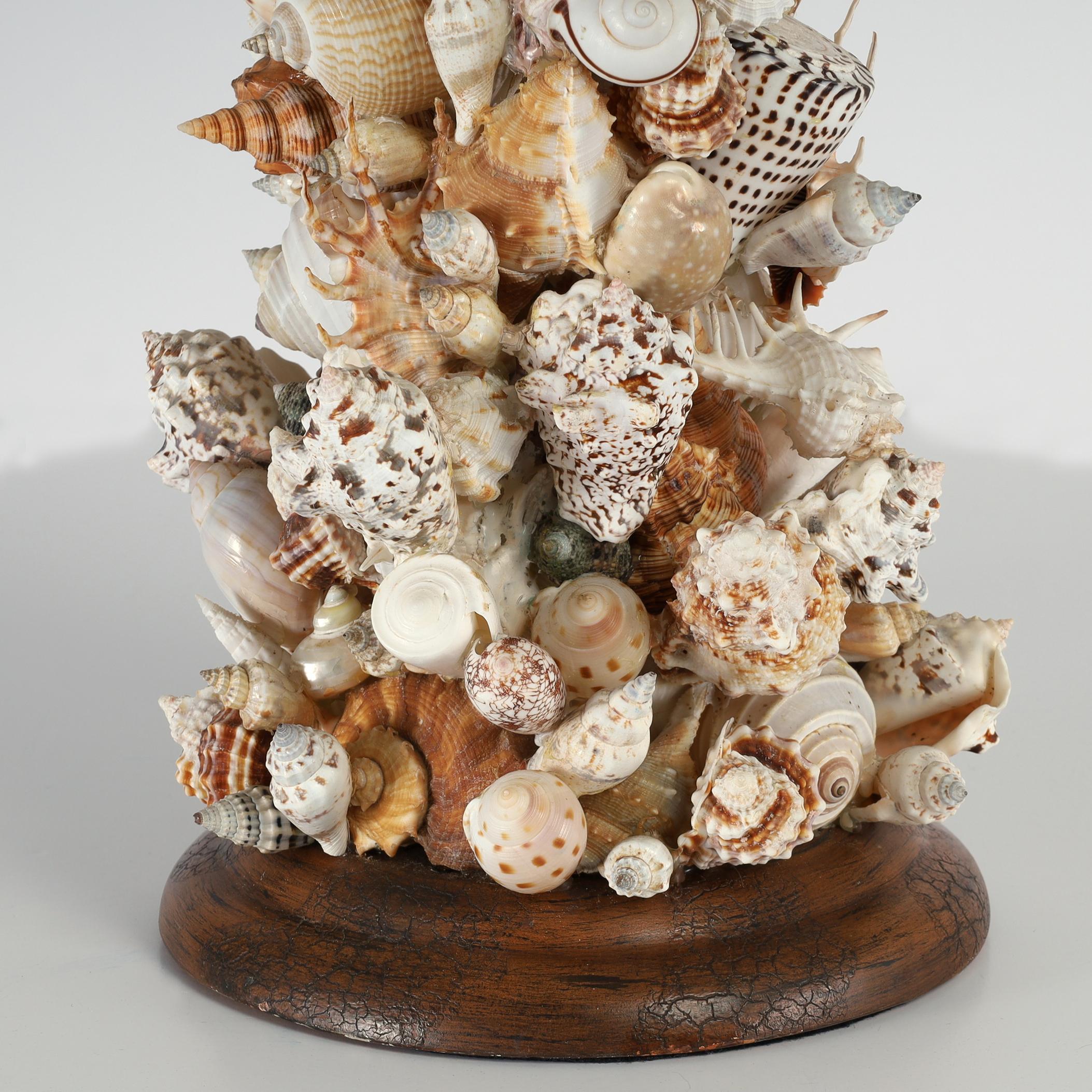 American Pair of Vintage Grotto Style Seashell Encrusted Table Lamps For Sale