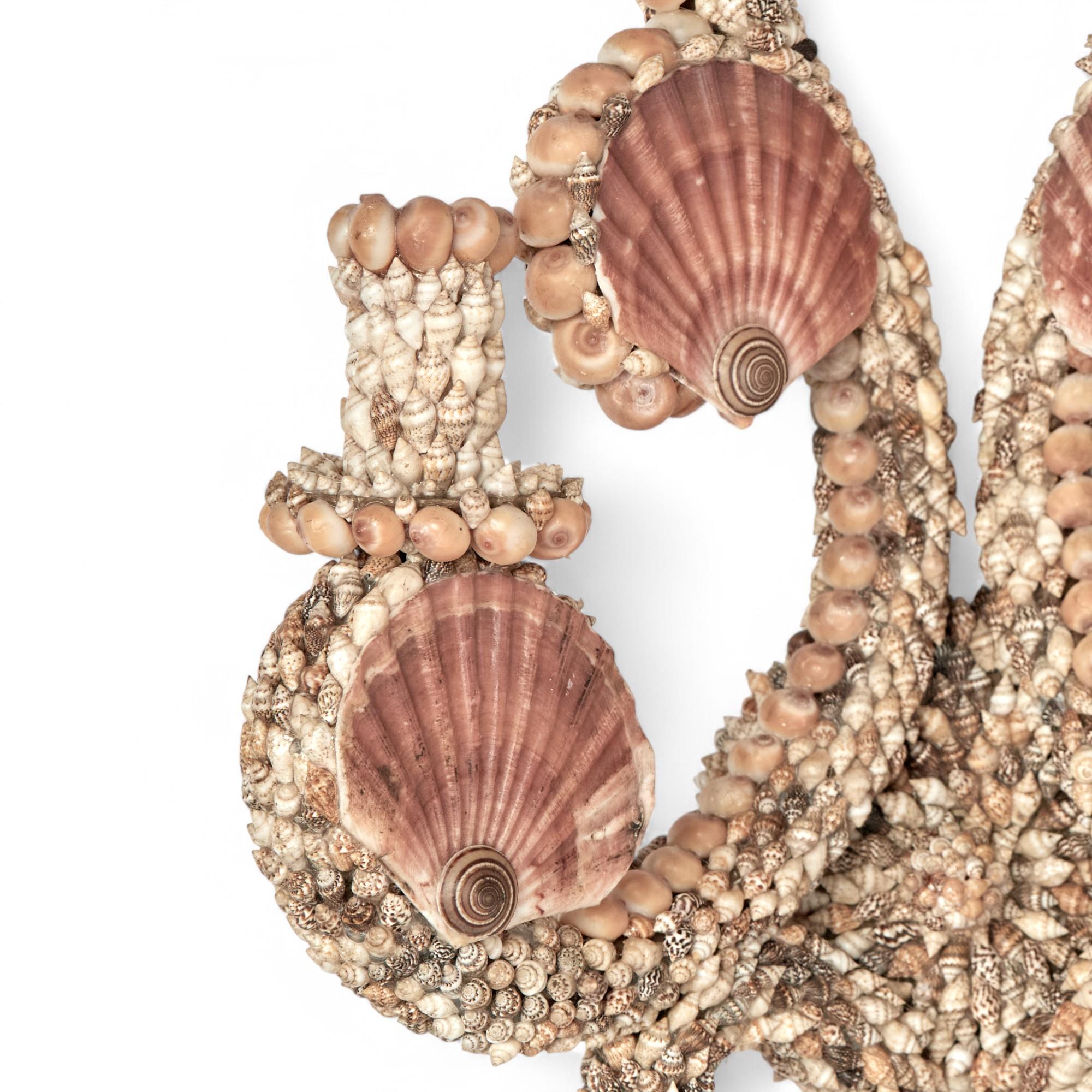 Hand-Crafted Pair of Vintage Grotto Style Seashell Wall Sconces
