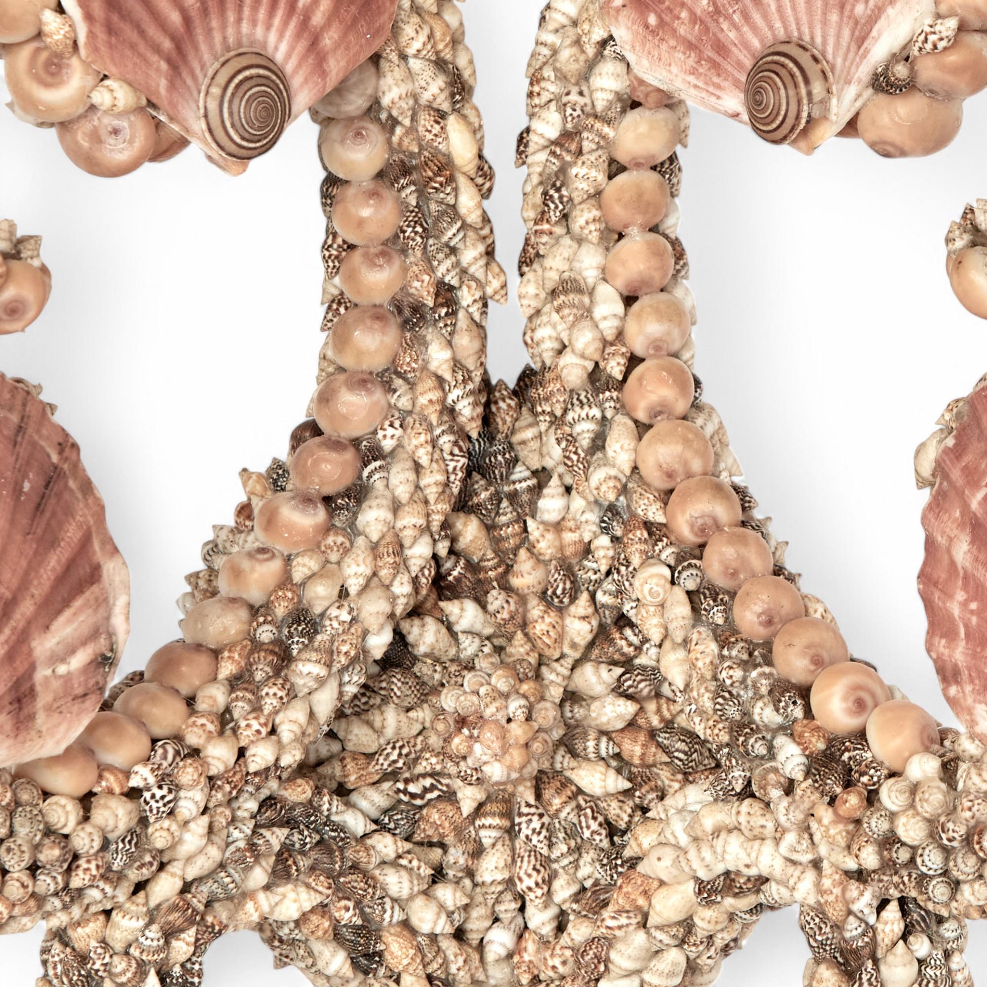 Pair of Vintage Grotto Style Seashell Wall Sconces In Good Condition In Palm Beach, FL