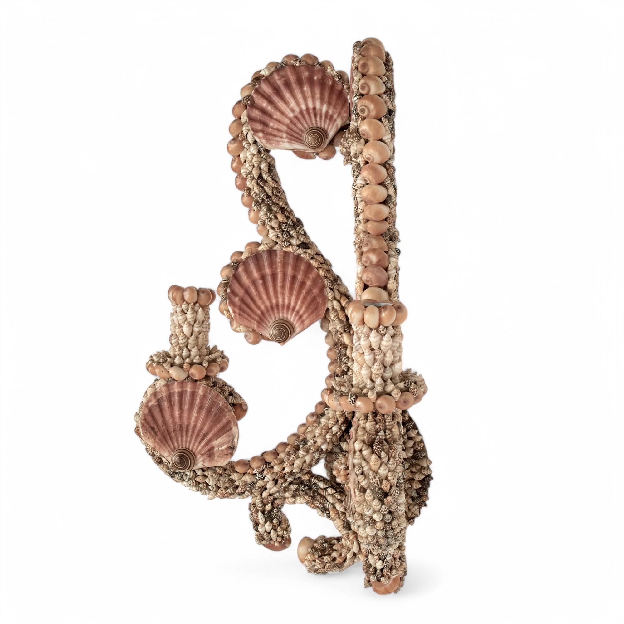 Pair of Vintage Grotto Style Seashell Wall Sconces 1