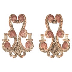 Pair of Vintage Grotto Style Seashell Wall Sconces