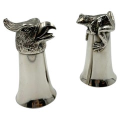 Pair of vintage Gucci mini hunting glasses, featuring an eagle and a frog.