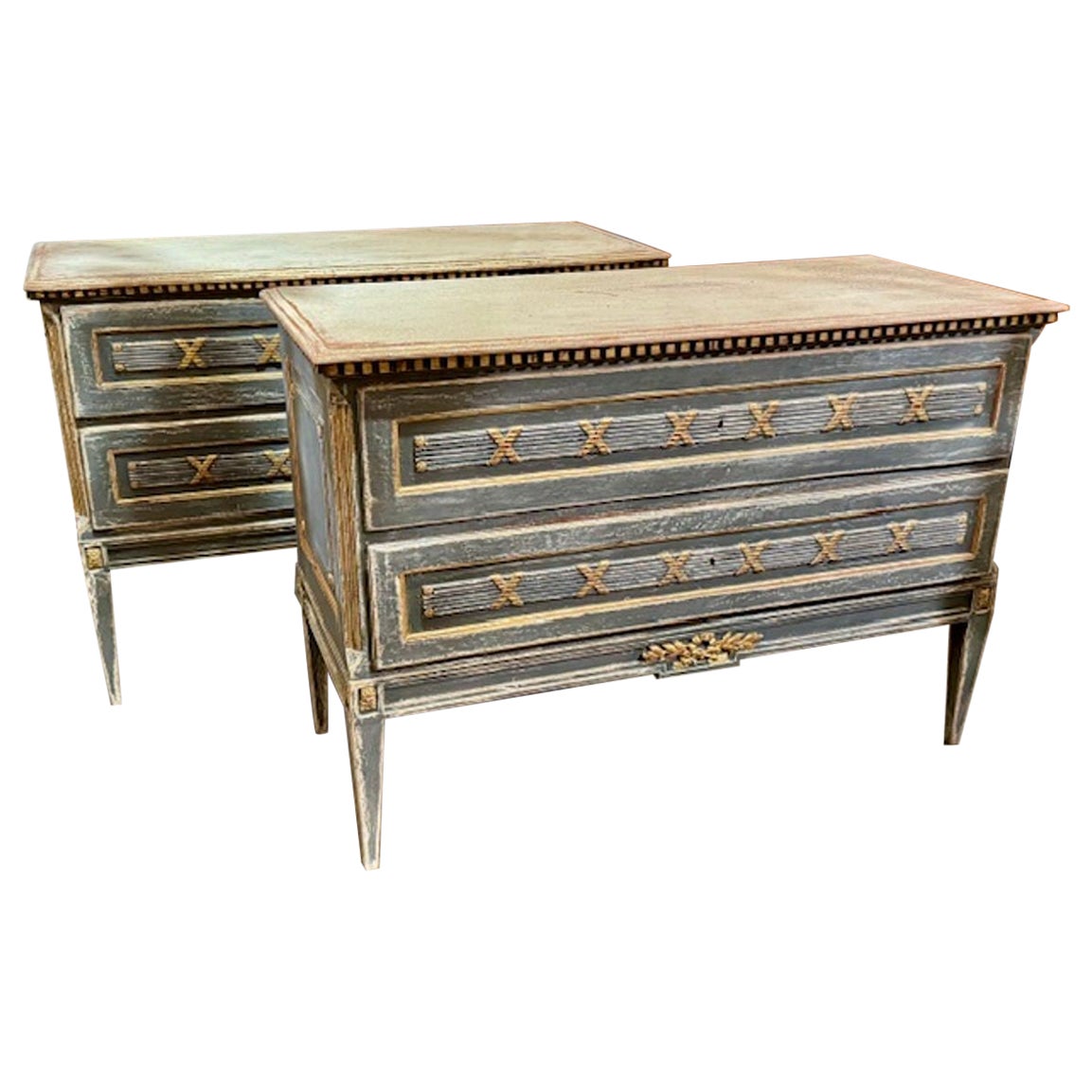 Coppia di commodes neoclassici gustaviani d'epoca