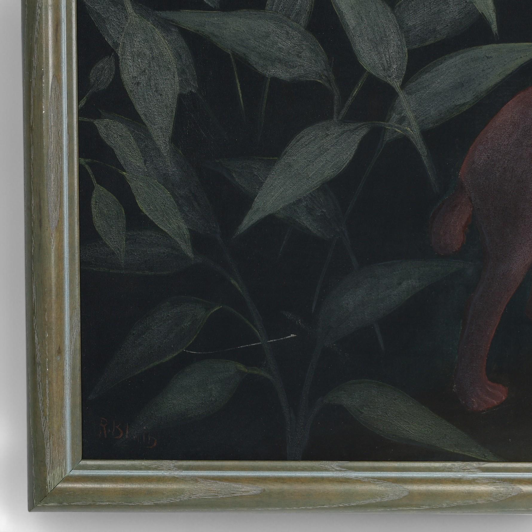 Coppia di dipinti vintage di Roland Blain raffiguranti animali in una giungla ad Haiti in vendita 5